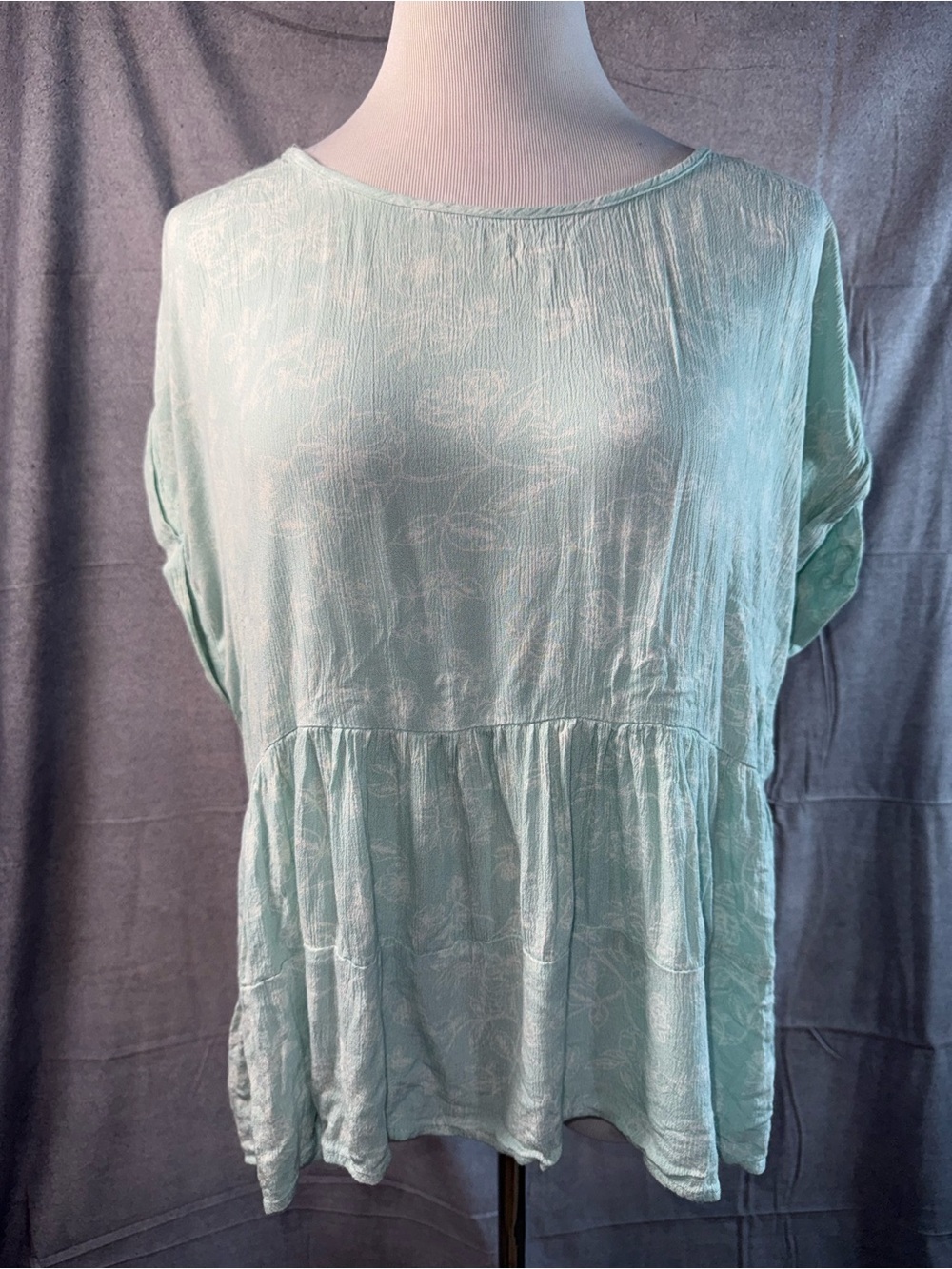 1329-True Craft Light Mint Relaxed Babydoll Tunic